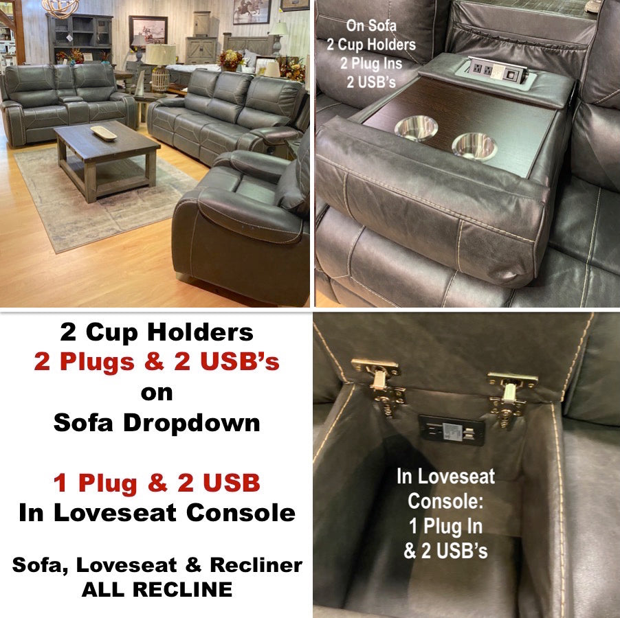 Steel Reclining Sofa Set